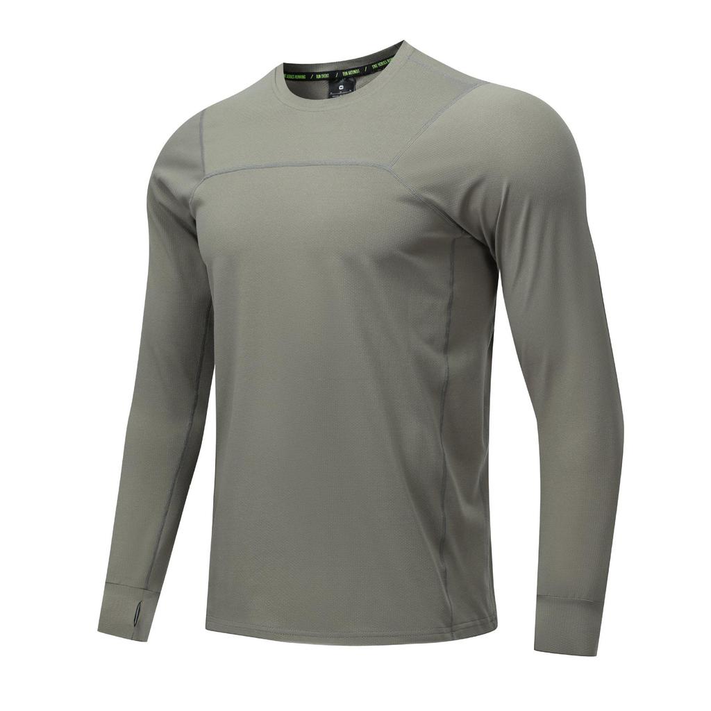 Men's Autumn Quick-Dry Long Sleeve Solid Pullover with Zipper for Sun Protection