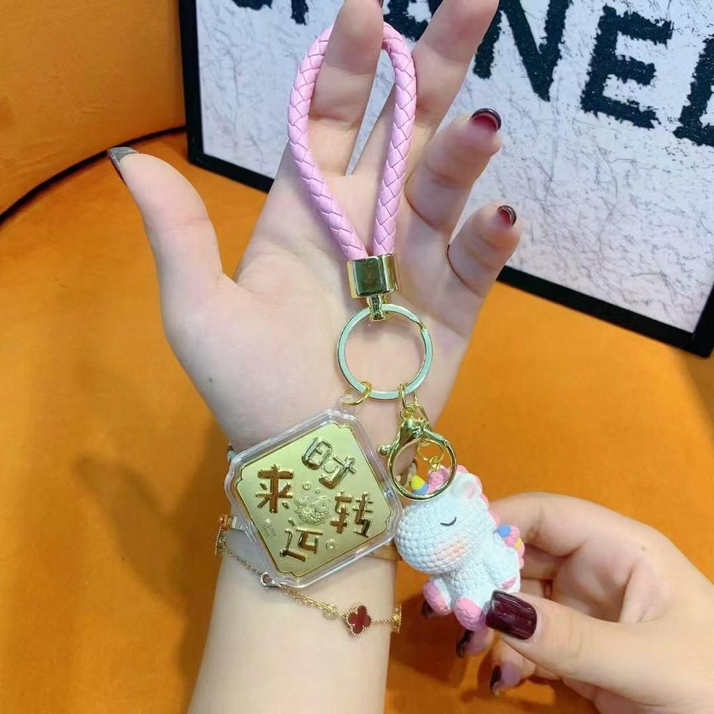 999 Pure Gold Prosperity Keychain Pendant: Attract Wealth & Treasures Gift for Girlfriend, 20mg
