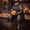 Headless Horseman Statue Resin with LED Warm Glow, Lighted Halloween Horror Figurine Sculpture, Gothic Tabletop Decor for Mantel Bookshelf And