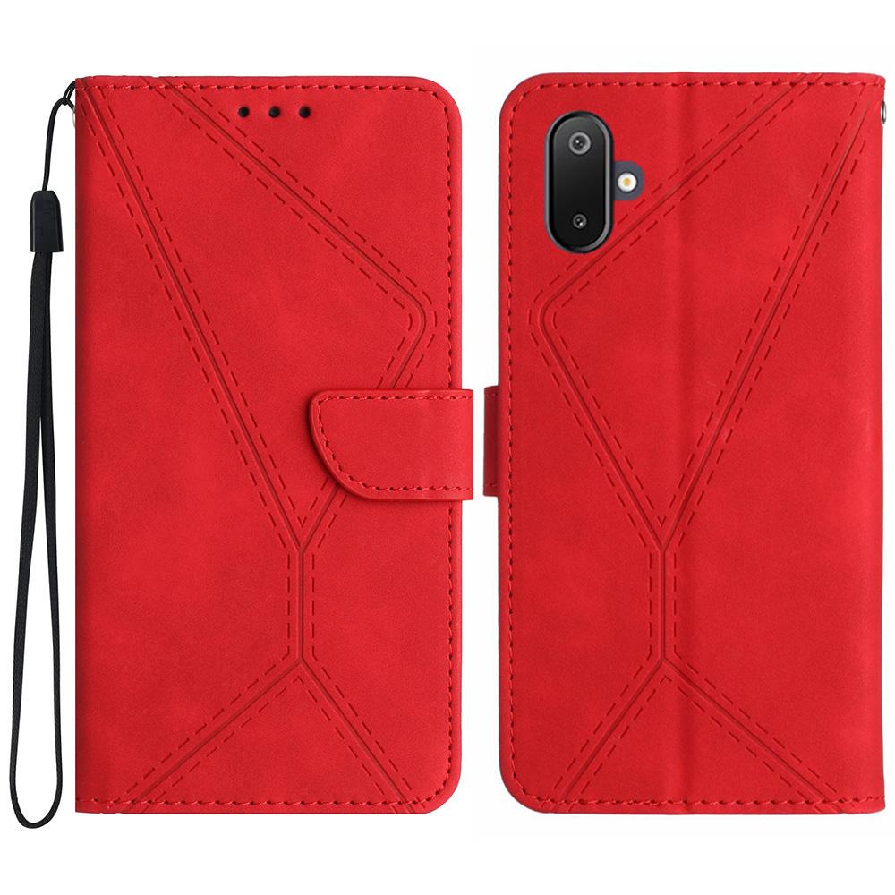 

Для Samsung Galaxy F06 5G/M06 5G Чохол Шкіряний Текстурний Імітація Шкіри Відбиток Ліній PU Шкіра Книжка Чохол для Телефону Red