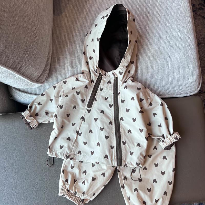 Jungen Mädchen Kleidung Set Frühling Herbst Stil Kinder Kapuzenjacke Hose Sportbekleidung Zweiteiliges Set