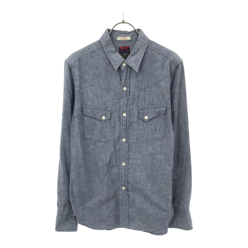

BRU NA BOINNE made in Japan Long sleeve Chambray Western shirt blue Men s Used