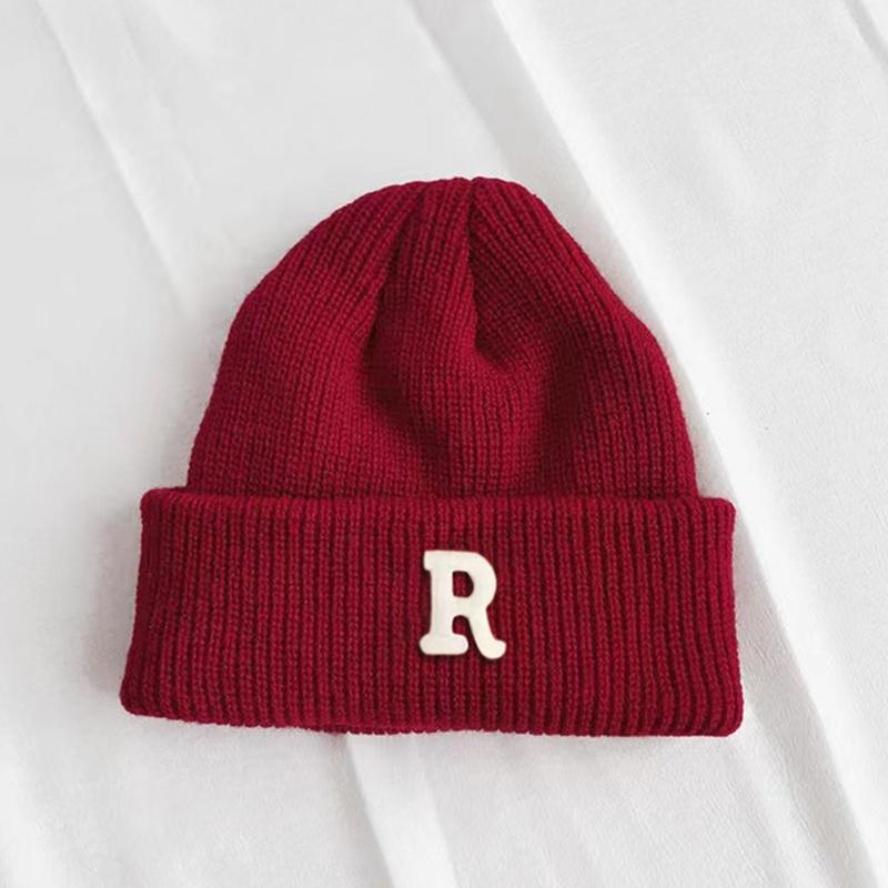 Popular Letter Beanie Hat for Female Y2K Girl Winter Autumn Thick Crochet Hat Soft Breathable Women Casual Skull Cap