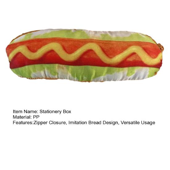 Kantoorbenodigdheden Doos Cartoon Imitatie Brood Ontwerp Etui Ritsluiting Make-up Kwastenhouder Schoolbenodigdheden Organizer