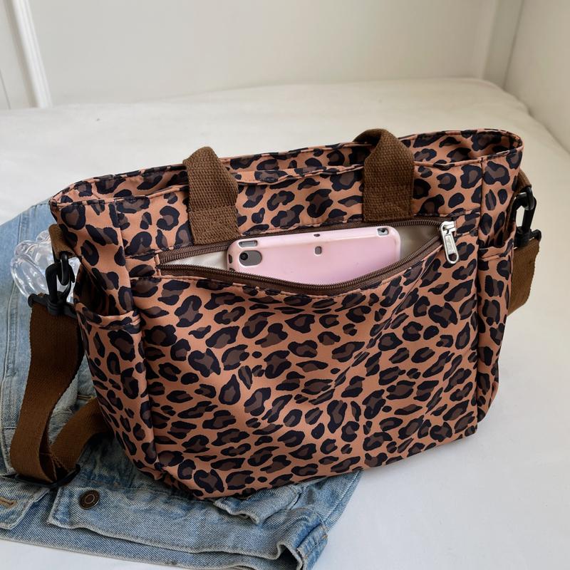 Klassischer Leopardenmuster Freizeit Damen Tasche mit großer Kapazität und mehreren Fächern Neue leichte Pendler Tragetasche