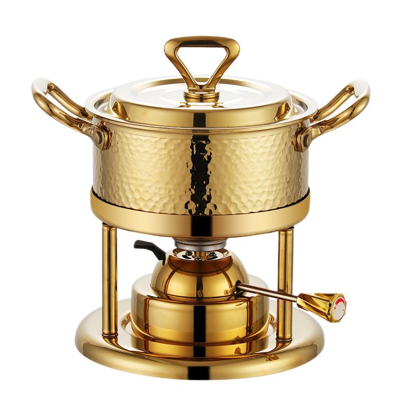304 Stainless Steel Single-Person Hot Pot with Inflatable Gas Stove for Home, Commercial, and Camping Use