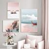 Rowboat Leaf Pink Sea Beach Shell Parasol Nordic Posters And Prints Wall Art Canvas Painting Wall Pictures For Living Room Decor