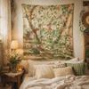 Arazzo Floreale e Uccelli Orientali Retrò Francese Tessuto di Sfondo Peonia Soggiorno Wabi Sabi Stanza di Lusso Leggero Decorazione