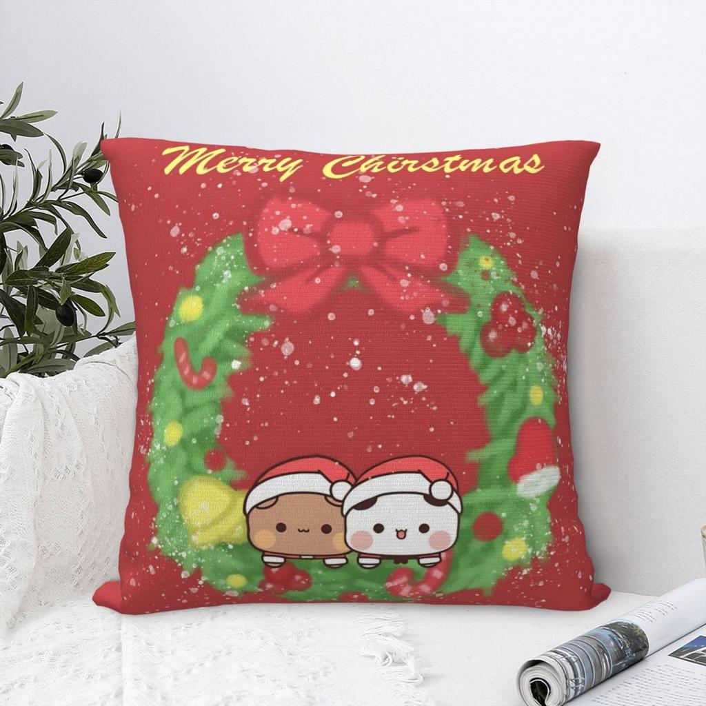 Cartoon Cute Bubu Dudu Christmas Pillowcase Printed Fabric Cushion Cover Decor Throw Pillow Case Cover Home Square 40X40Cm