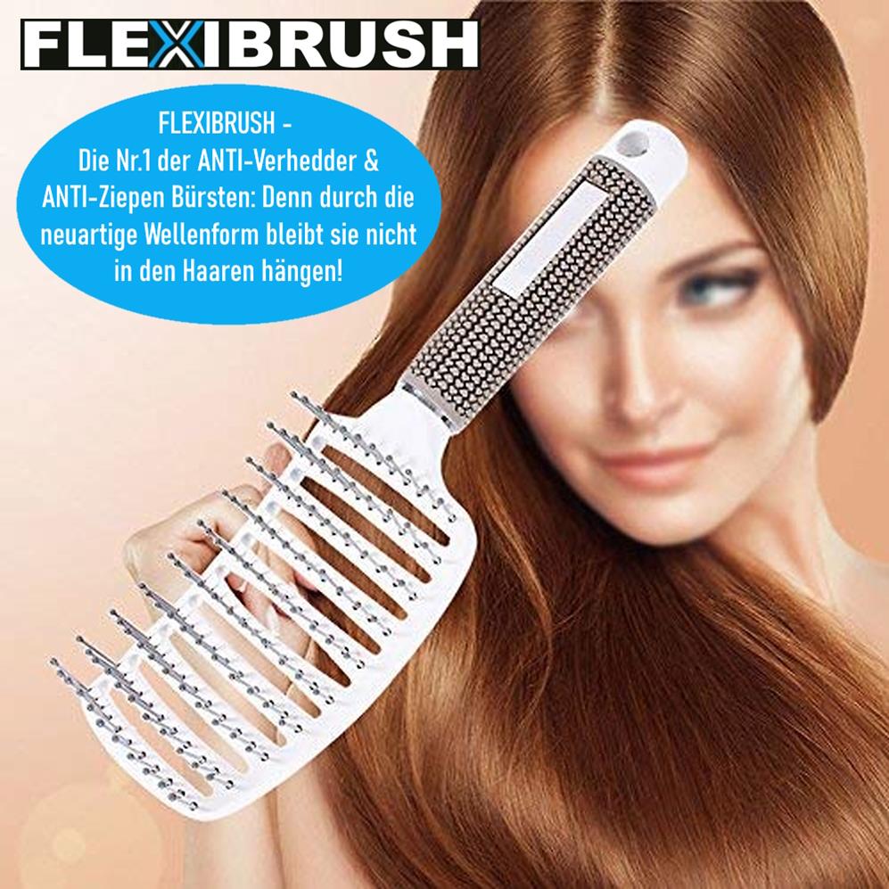 FLEXIBRUSH Anti-Pull Hairbrush Detangler Brush Head Massage Comb Detangling