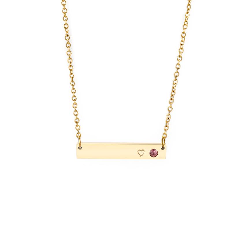 Doğum Taşı Kakmalı Çubuk Kolye Köprücük Kemiği Zinciri ile - Japonya ve Kore'den Kişiselleştirilmiş Takı.