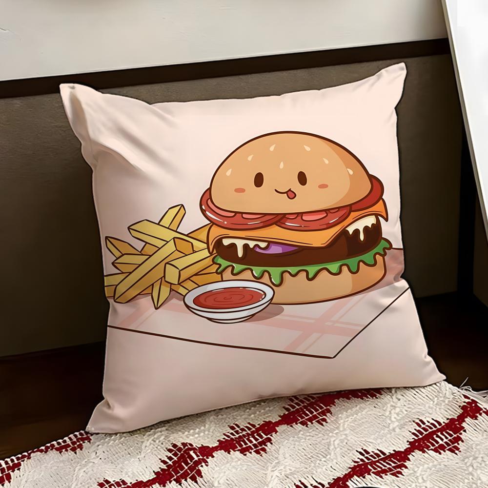 Smoky Burger Cushion Cover Reversible Soft Durable Pillow Cover Home Car MultiScene Use for Daily Comfort