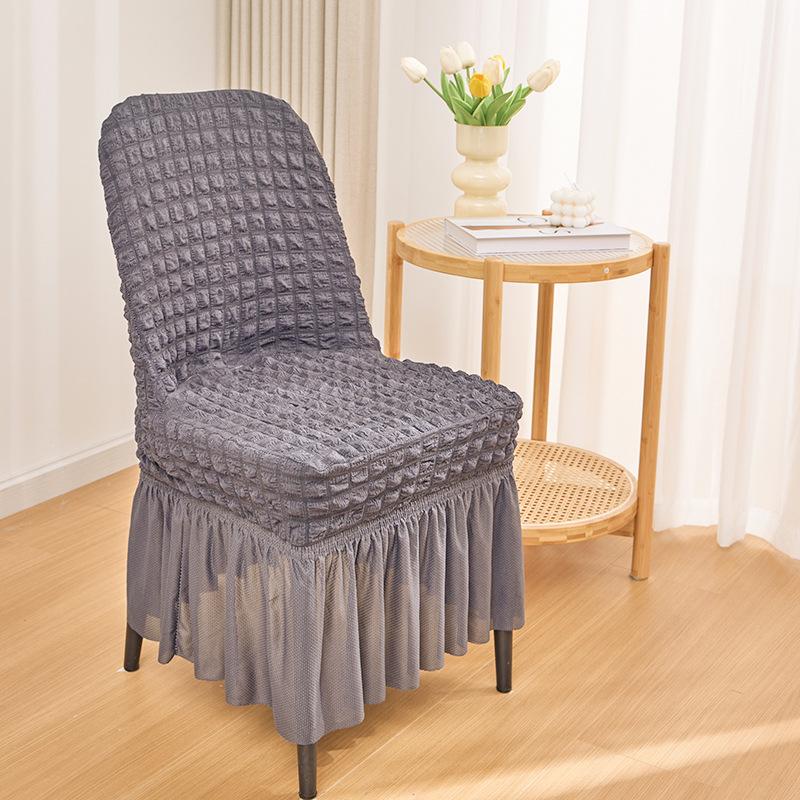 

Бытовая утолщенная трехмерная пряжа с пузырьками, изогнутый чехол для стула, эластичная простая кружевная юбка, чехол для стула для обеденного стола 44*40*40 cm темно-серого