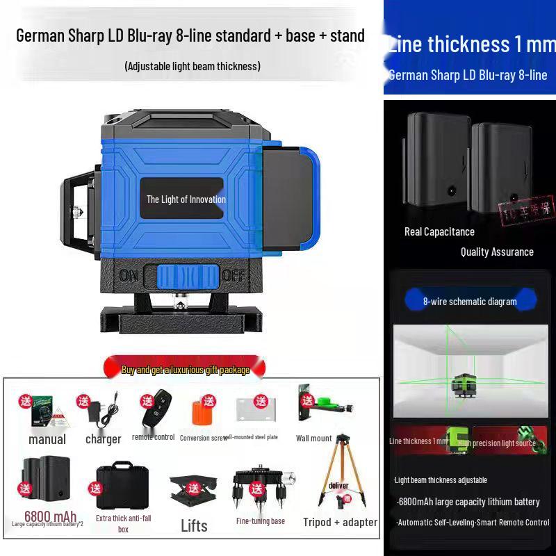 12-Line Green Laser Level: High-Precision, Strong Light, Automatic Wall/Floor-Sticking Instrument
