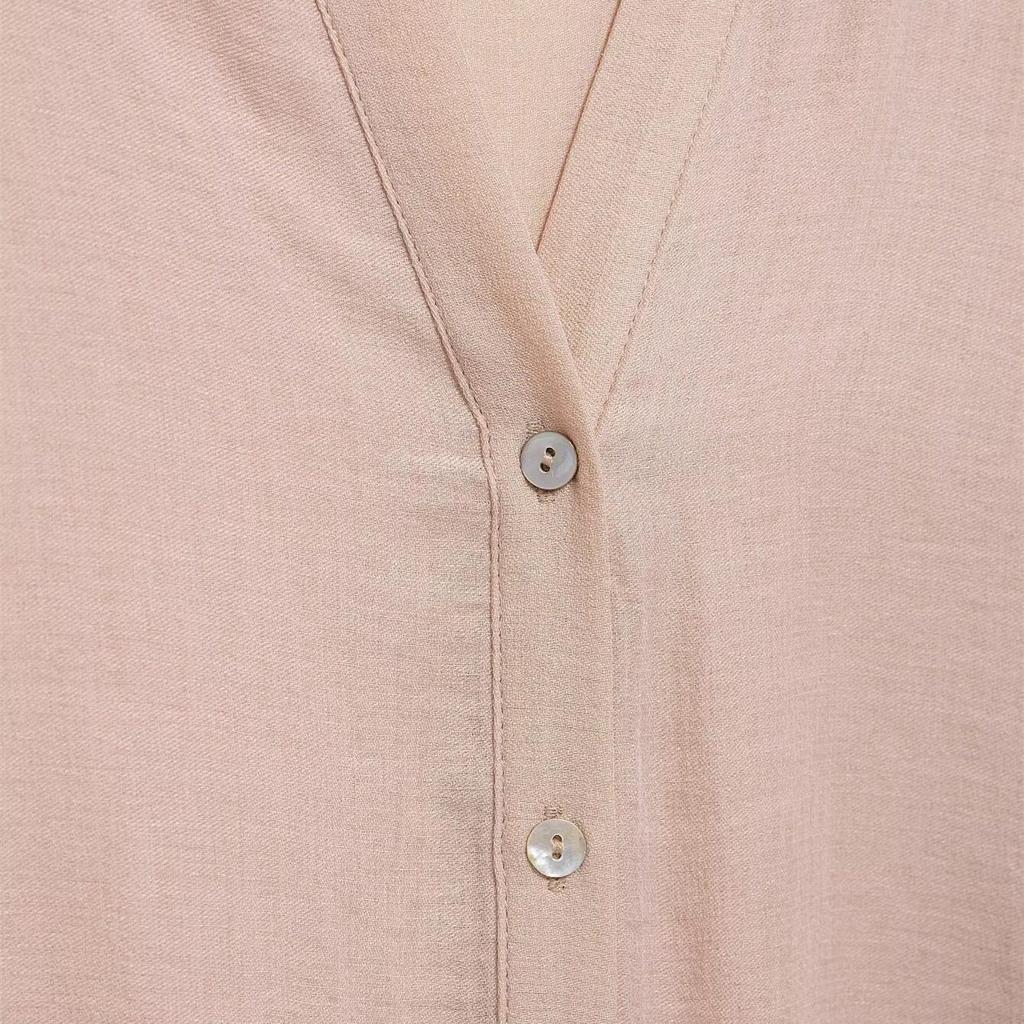 2025 Spring Women's V-Neck Embroidered Casual Shirt with Button Decor