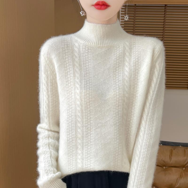 Women Sweater 100% Wool MODERN NEW SAGA Turtleneck Knit Pullover Thick Winter Jumpers Female Knit Tops