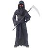 Unisex Children Mysterious Horror Grim Reaper Costume With Glowing Red Eyes And Scythe For Halloween Fun