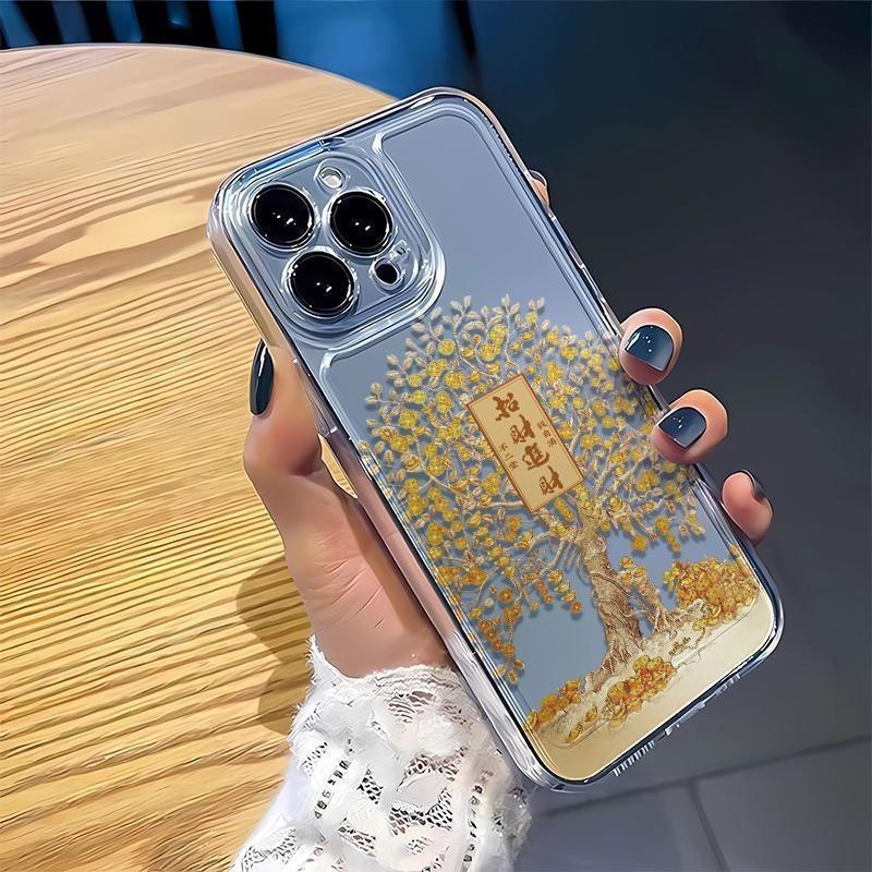 Gold and silver ingot tree is suitable for Apple 15plus mobile phone case iPhone16 transparent 13promax soft 12 anti-drop xr.