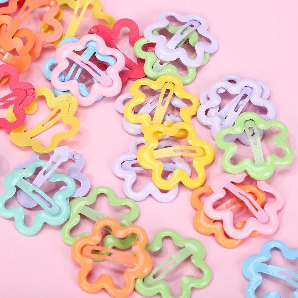 20Pcs Mixing Flower BB Hair Clips Random Color  Drip Oil Bangs Metal Hair Bangs Hair Pin for Kids Girls Best Dress Headwear Gift