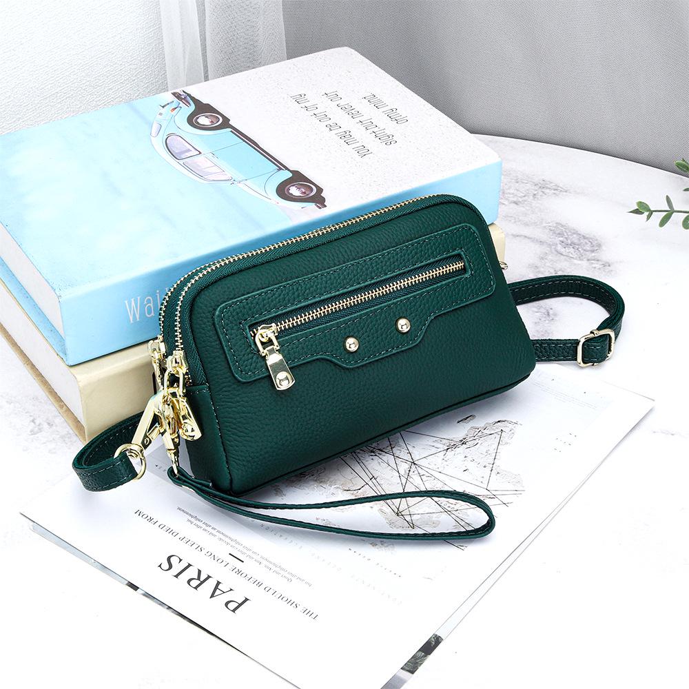 Genuine Leather Women s Crossbody & Clutch Bag 2026: Lightweight, Multifunctional Cowhide, Perfect for Summer зелёный