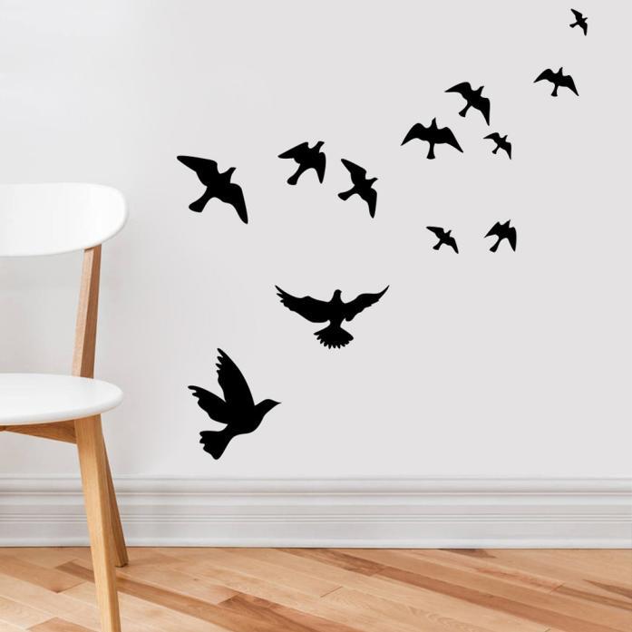 (Nikita) Birds Wall Decals Mural Sticker Removable Home Room Decor Vinyl Art DIY BK