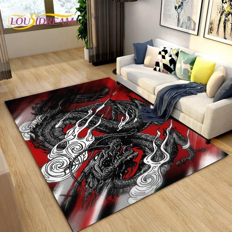 Koberec 3D Mysterious Dragon Area,Koberec do obývacího pokoje Ložnice Pohovka Dekorace rohožky,Děti si hrají hru Protiskluzová podložka na podlahu