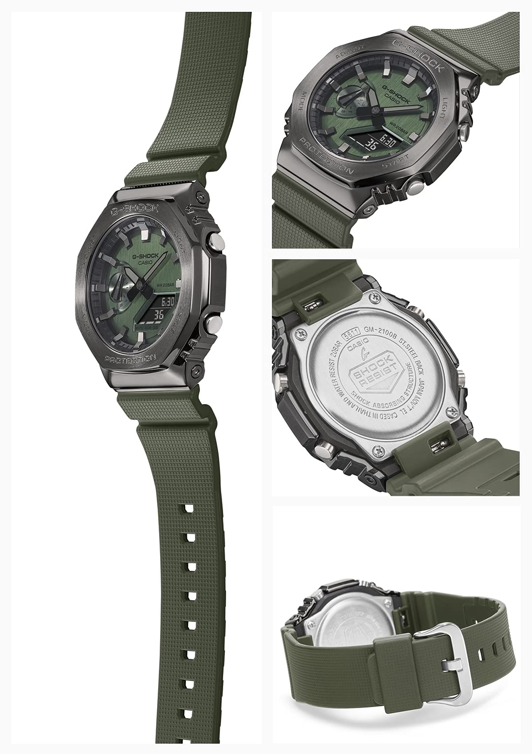 Металлические часы с зеленым корпусом [Casio] G-Shock GM-2100B