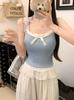 #Summer new Spice Girl lace edge sling vest female chic niche one-piece with chest pad versatile