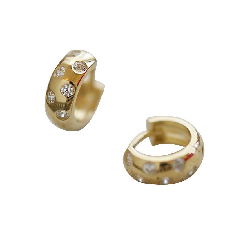 2025 new simple commuter daily earrings earrings female, the minority design feeling, point diamond personality earrings female