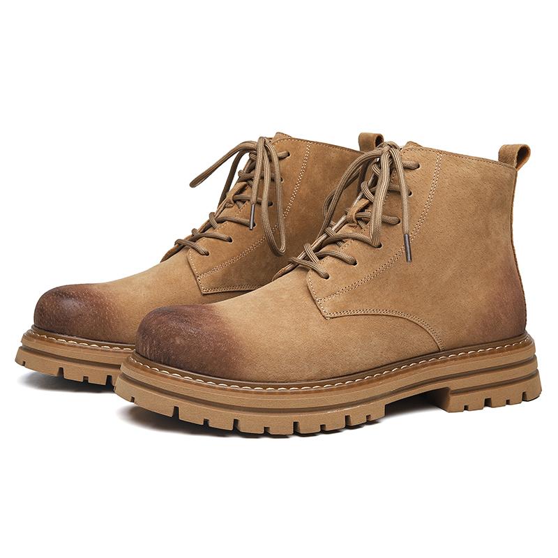 

Новые мужские кожаные ботинки для спорта на открытом воздухе, зимние модные ботинки до щиколотки для мужчин, зимние повседневные нескользящие ботинки для ходьбы, альпинизма и туризма 44 жёлтый