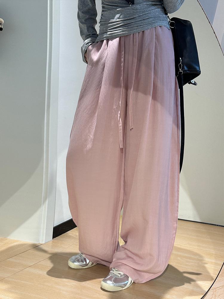 Women's Tencel Linen Wide-Leg Pants - Autumn 2025, Lightweight, Loose Fit, Straight-Leg, Sun Protection Casual Wear.