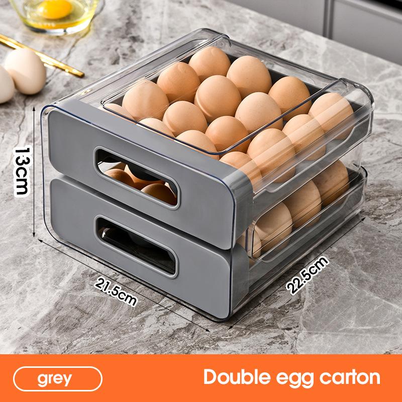 Double Layer Drawer Egg Storage Box Food Grade Transparent Egg Tray For Refrigerator