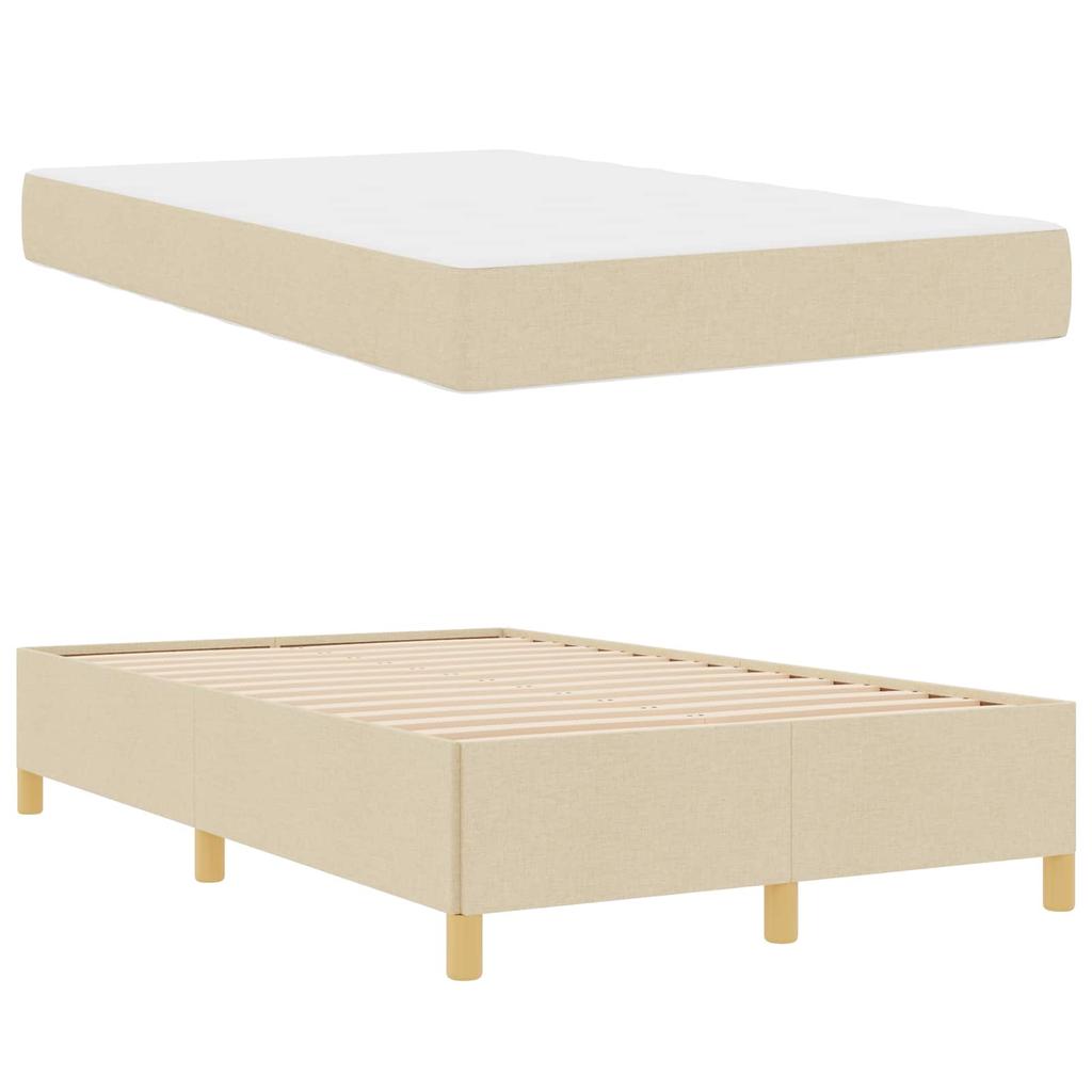 Bed Frame with Mattress Cream 120 x 200 cm Fabric