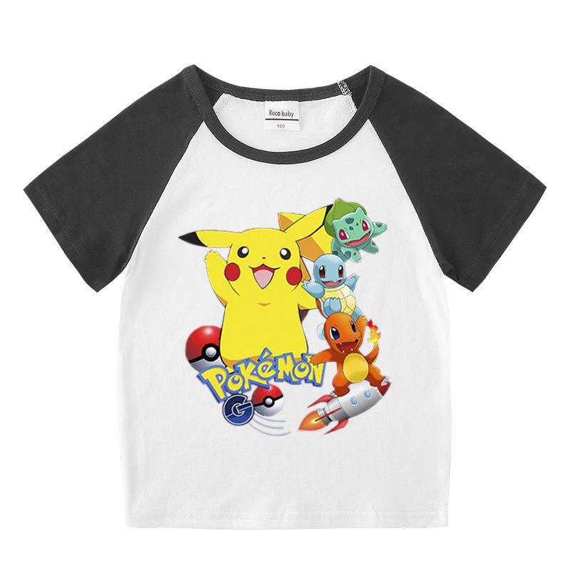 Pikachu Kids' Summer 2023 Short Sleeve T-shirt & Shorts Two-Piece Set