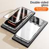 360 Aluminum Metal Double Sided Glass Snap Lock Case For iPhone 17 16 15 14 13 12 11 Pro Max Plus Full Lens Protection Phone Cover