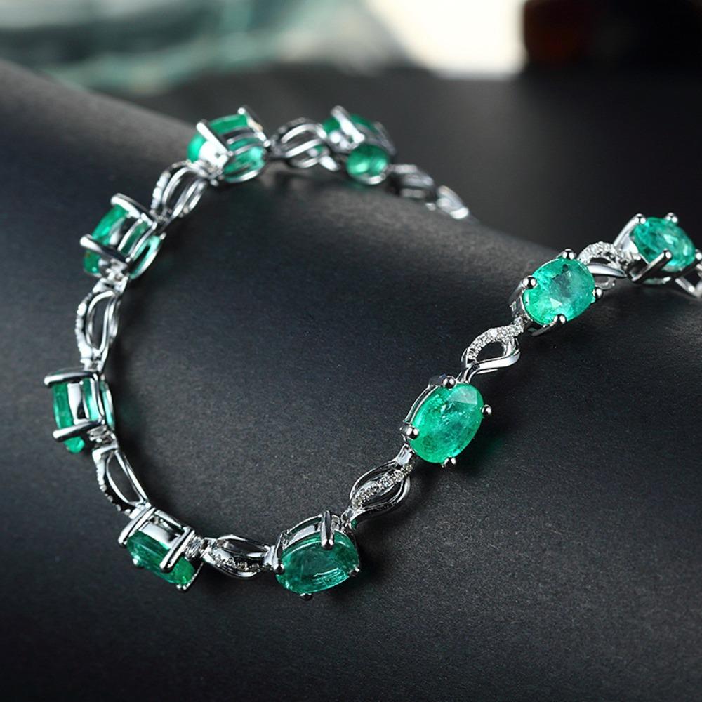 

Unique Green Gemstone Bracelet Sterling Silver Jewelry Trendy Accessory for Her