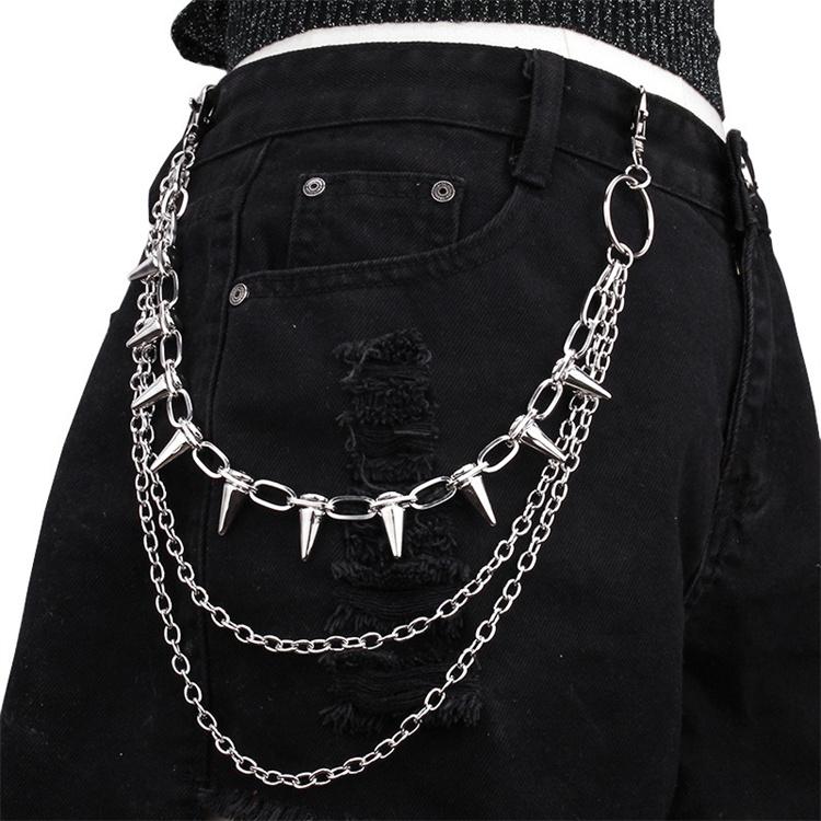 Punk Rock Metal Pants Waist Chain Men Women Key Chain Big Ring Wallet Keychain Jeans Unisex Hip-hop Jewelry Gift