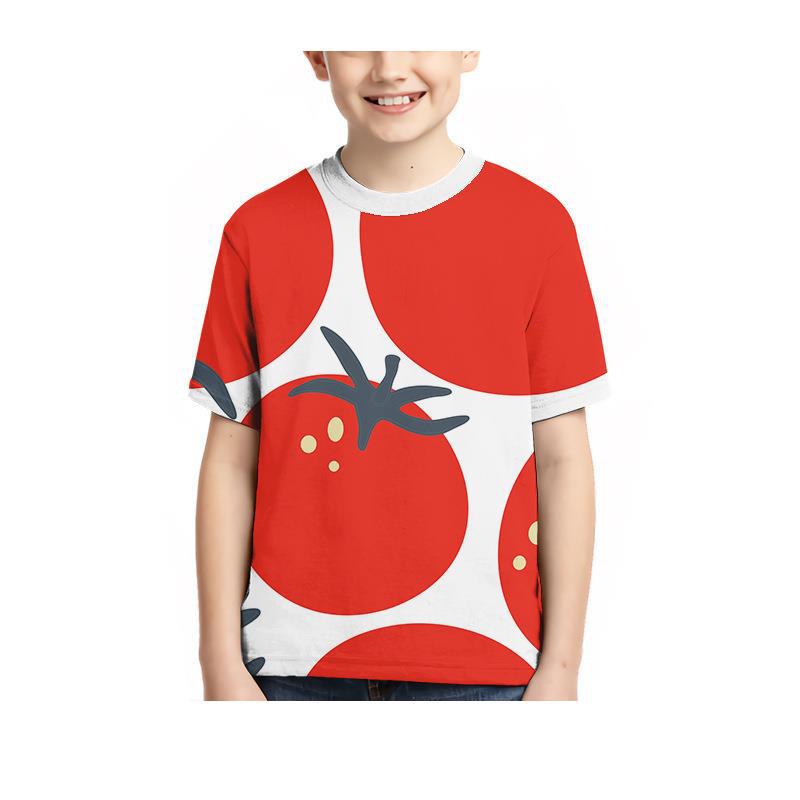 Summer Round Neck 3D Fruit Printed Top Fashionable Casual Short Sleeved Children's Boy T-shirts