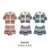 2025 Spring Women's European & American Fashion Crochet Polo Top & Casual Shorts Set