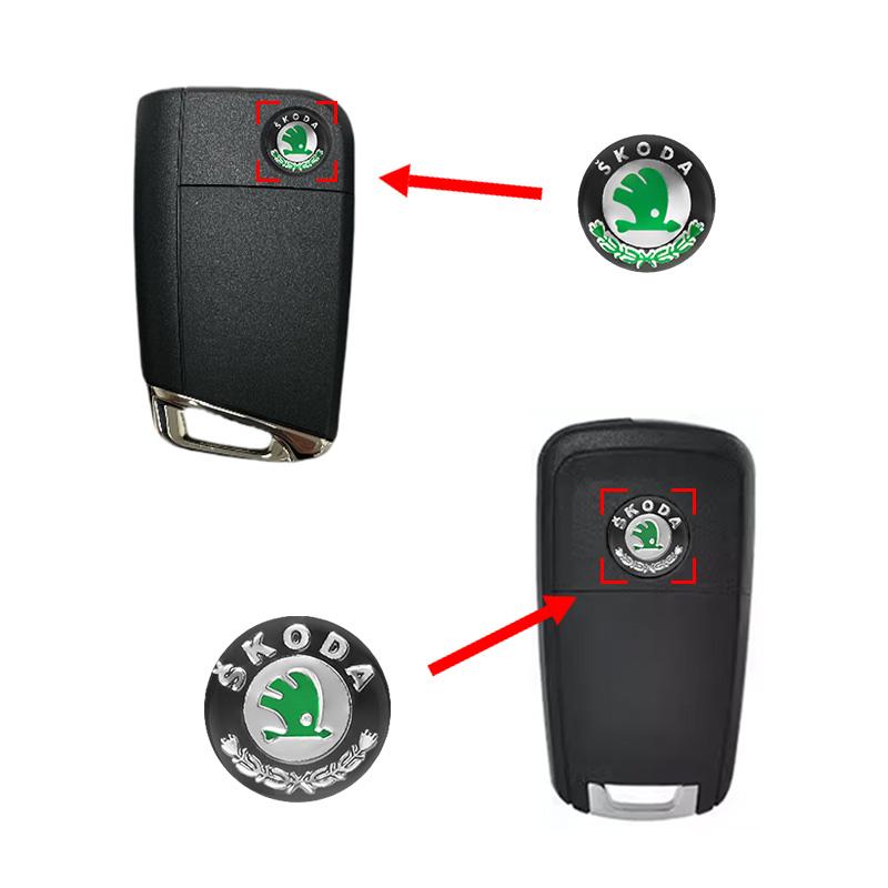 14mm Car Remote Key Sticker Aluminum Emblem Decal For Skoda Octavia Kodiaq Fabia Superb Rapid Kamiq Karoq A5 2 3Yeti Enyaq A7 jzfb61