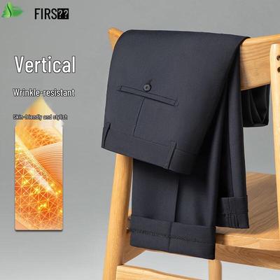 FIRS Men's Autumn/Winter Thick Wrinkle-Resistant Straight-Leg Business Casual Pants