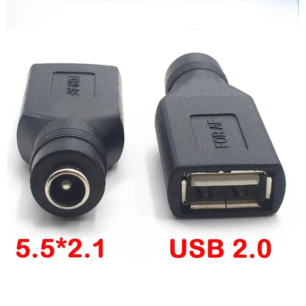 DC Female To USB 2.0 Type A Male Plug DC Jack Socket Connector 5V Power Plugs Adapter 5.5*2.1mm Charging Converter Laptop PC DIY