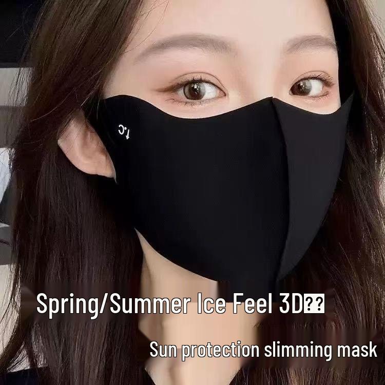 Women's 3D Sun Protection Mask, UV Block, Ice Silk Cooling, Face Slimming, Summer Shield