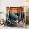 Giant Catfish Fishing Sunset Blanket bedroom Blanket for Livingroom Couch lunch break Soft throw for Friend's festival Gift