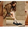 Belle Texture Loafers Women's 2025 Autumn New Genuine Leather Flat Heel Penny Loafers