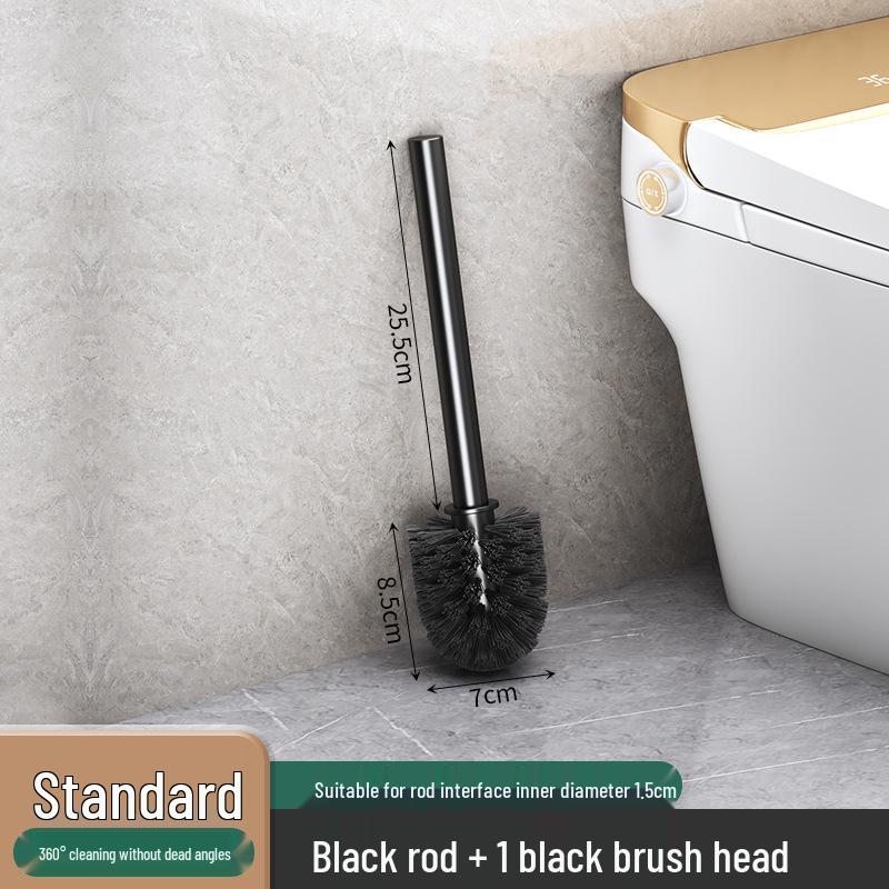 Wall-Mounted Soft Bristle Toilet Cleaning Set with Long Handle and Storage Rack