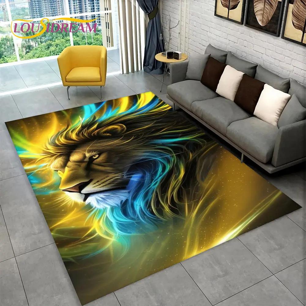 Novo tapete grande de área de animal de leão de sonho 3D, tapete de carpete para sala de estar, quarto, sofá, capacho de decoração, tapete de chão antiderrapante para brincadeira de criança