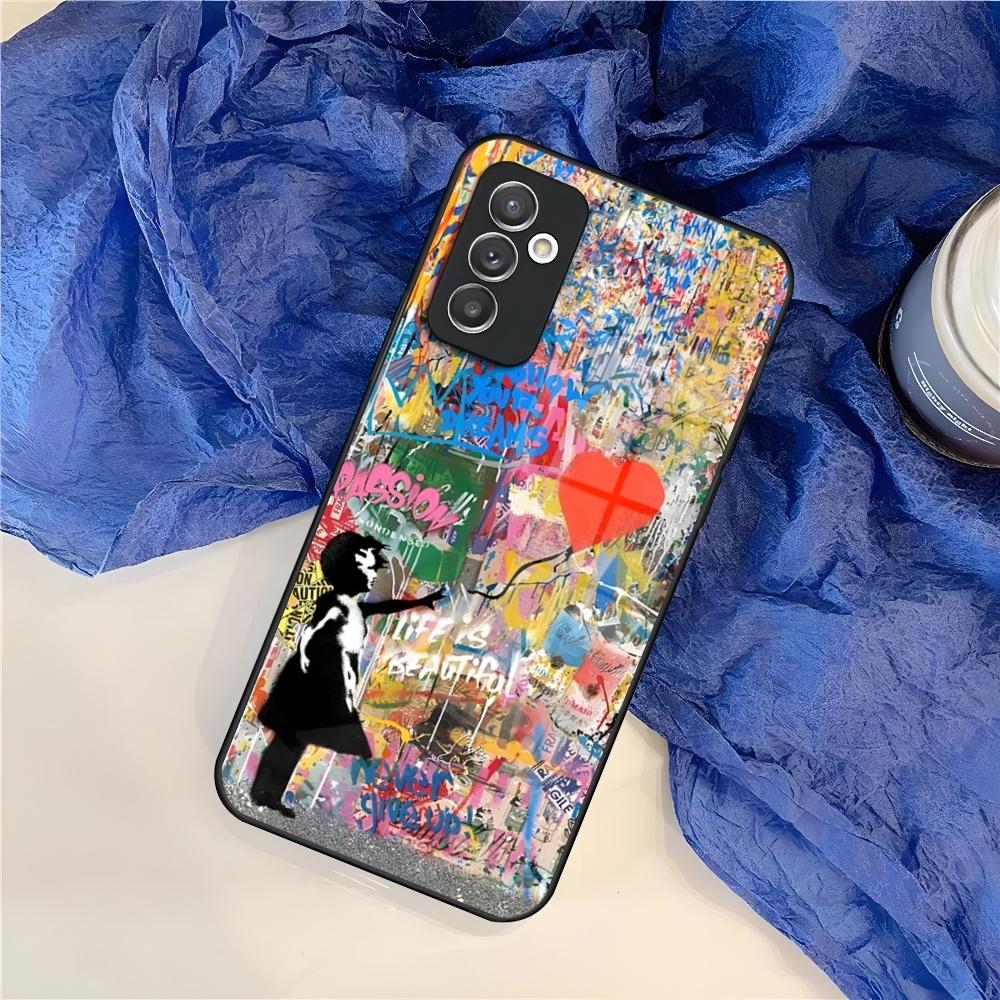 Street Art Banksy Graffiti Phone Case for Samsung Galaxy S25 S24 S30 S21 S23 S20 S22 Fe Note 20 Pro Edge Ultra Plus glass Cover