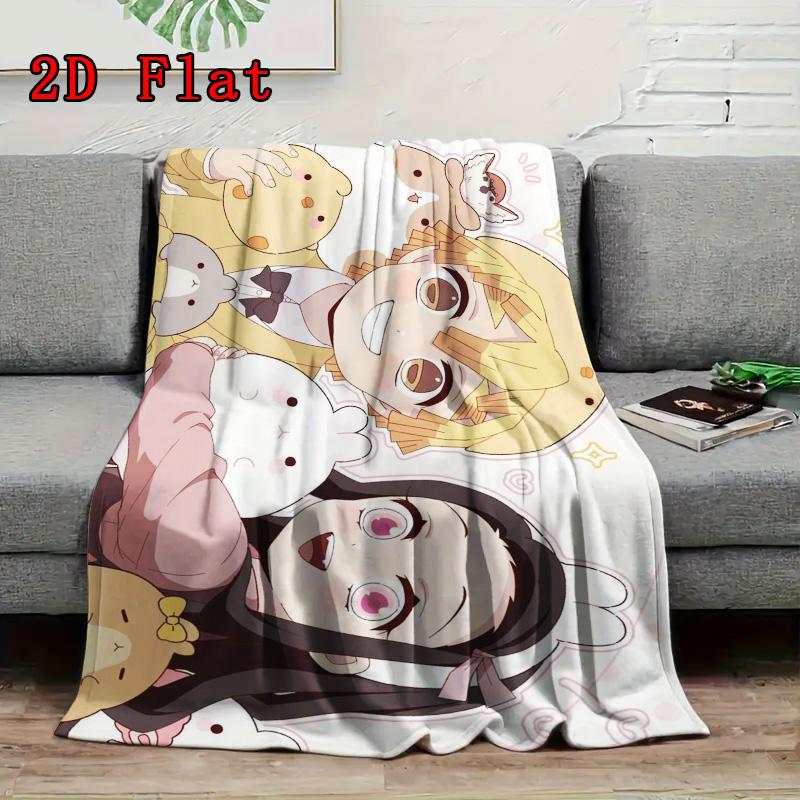 Cute Demon Slayer 2D Flat Pattern Flannel Blanket High quality All Seasons Warmth and Comfort Perfect for Christmas Gifts.MMT0918369