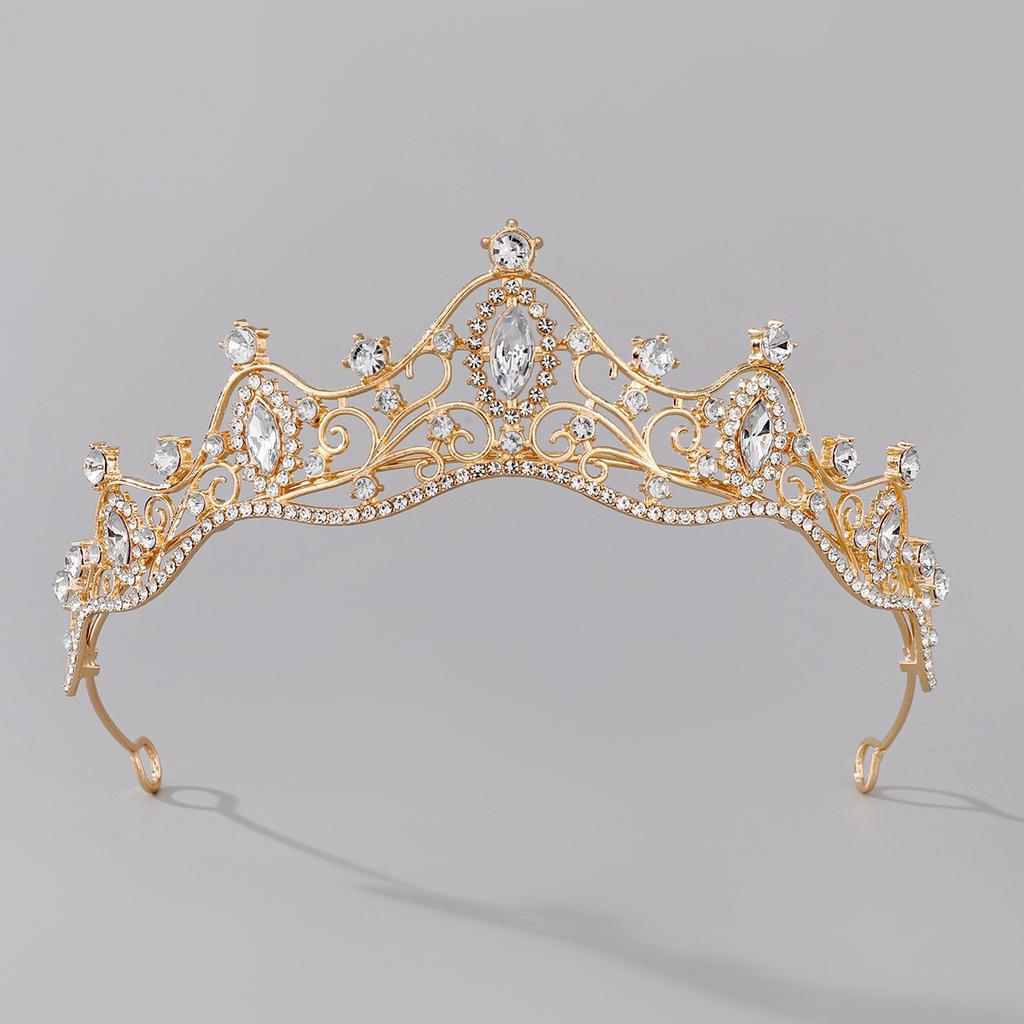Bridal Crown Tiara Princess Wedding Dress Accessories Birthday Party Headband Crown Alloy Rhinestone Hair Accessories